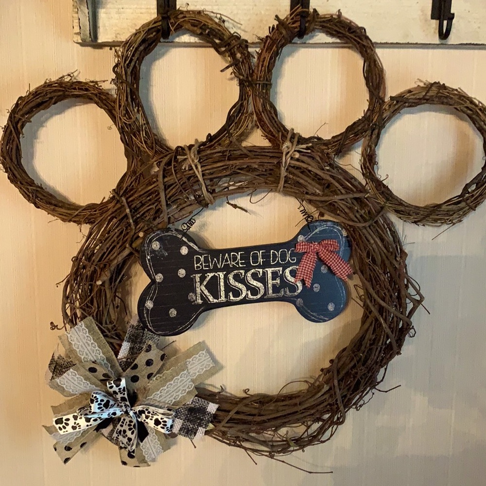 Handmade Dog Paw Wreath.